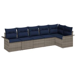 vidaXL Ensemble de canap&eacute; de jardin 6 pc Gris polyrotin