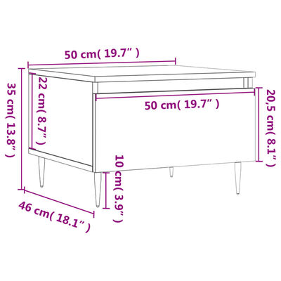 vidaXL Table basse gris béton 50x46x35 cm bois d'ingénierie