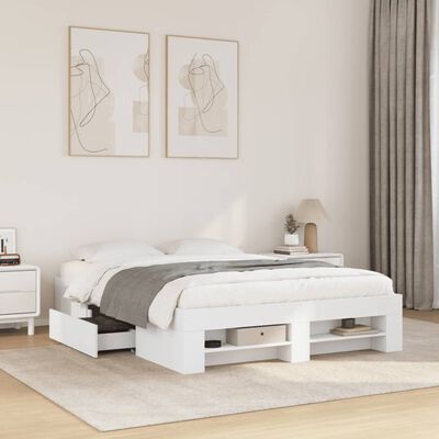 vidaXL Cadre de lit sans matelas blanc 120x190 cm bois d'ingénierie