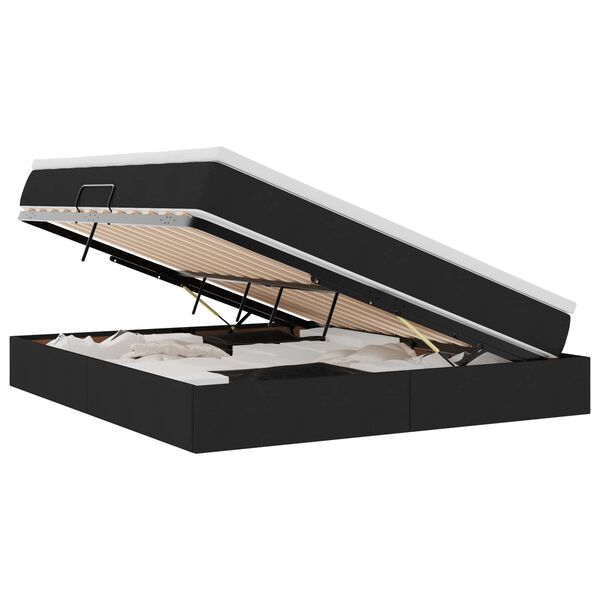 vidaXL Lit avec rangement et matelas Noir 160 x 200 cm Polyester