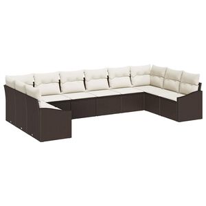 vidaXL Ensemble de Canap&eacute;s avec coussin 10 pcs Marron polyrotin