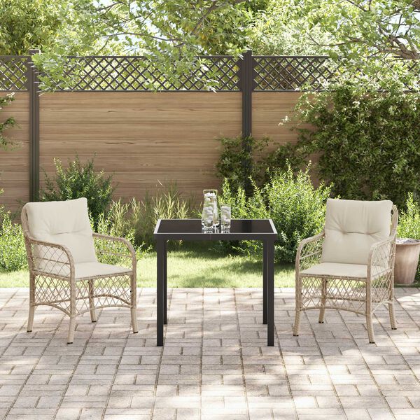 vidaXL Ensemble de salle &agrave; manger pour jardin 3 pcs Beige polyrotin