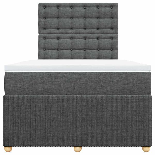 vidaXL Sommier &agrave; lattes de lit avec matelas Gris fonc&eacute; 120x200cm Tissu