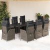 vidaXL Ensemble &agrave; manger de jardin 9 pcs coussins gris r&eacute;sine tress&eacute;e