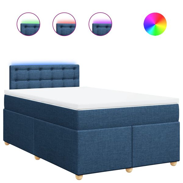 vidaXL Sommier &agrave; lattes de lit avec matelas bleu 120x190 cm tissu