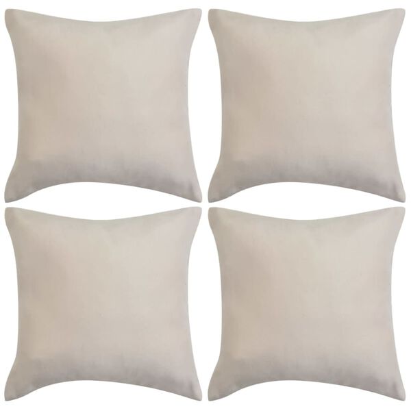 vidaXL Housse de coussin 4 pcs 50 x 50 cm Polyester Faux Daim Beige