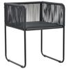 vidaXL Ensemble &agrave; manger de jardin 7 pcs Noir