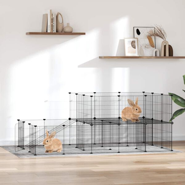 vidaXL Cage animaux de compagnie &agrave; 44 panneaux et porte Noir 35x35 cm