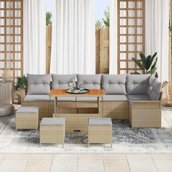 vidaXL Ensemble de canap&eacute; de jardin 10 pcs Beige et Gris clair