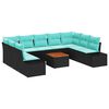 vidaXL Ensemble de canap&eacute; de jardin 10 pc Noir polyrotin
