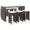 vidaXL Ensemble de bar de jardin 7 pcs coussins R&eacute;sine tress&eacute;e Marron