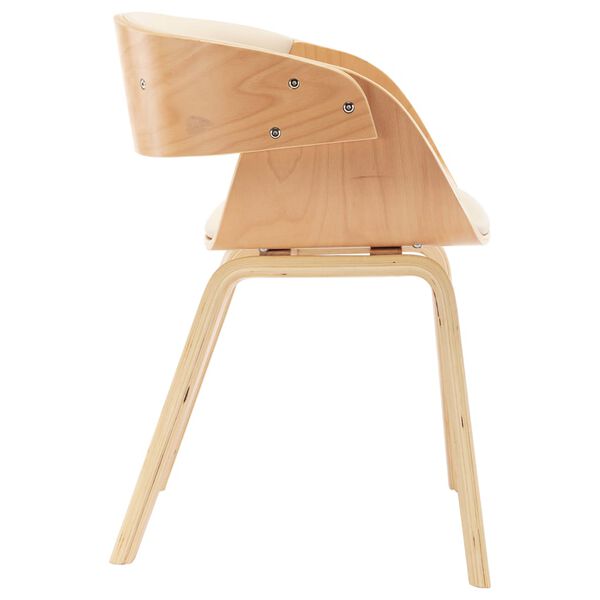 vidaXL Chaises &agrave; manger lot de 2 cr&egrave;me bois courb&eacute; et similicuir