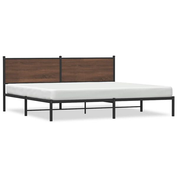vidaXL Cadre de lit en m&eacute;tal sans matelas ch&ecirc;ne marron 193x203 cm