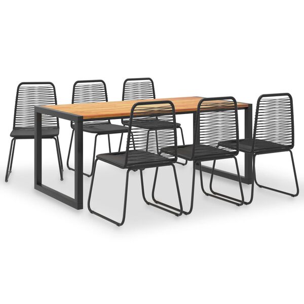 vidaXL Mobilier &agrave; d&icirc;ner d'ext&eacute;rieur 7 pcs Acacia et r&eacute;sine tress&eacute;e
