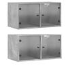 vidaXL Armoires murales et portes vitr&eacute;es 2pcs gris b&eacute;ton 68,5x37x35cm