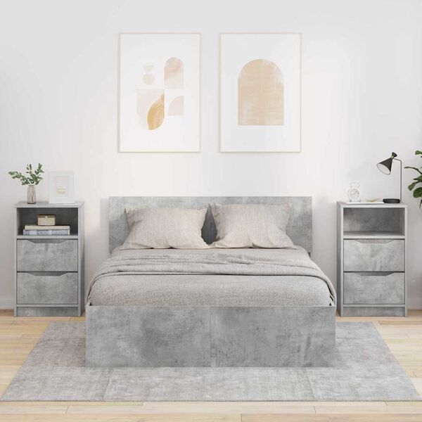 vidaXL Tables de chevet avec tiroir 2 pcs Gris b&eacute;ton 40 x 30 x 467 cm
