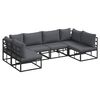vidaXL Ensemble de canap&eacute; de jardin avec coussin 6 pcs Noir Aluminium