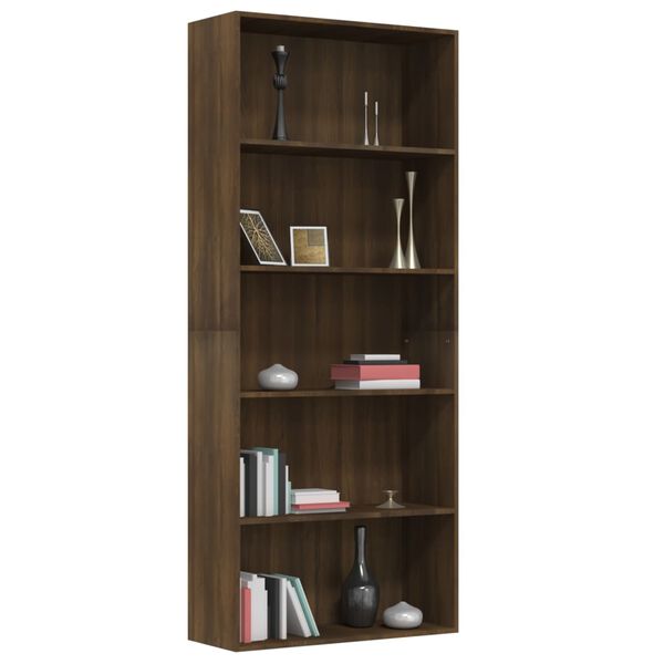 vidaXL Biblioth&egrave;que 5 niveaux Ch&ecirc;ne marron 80x30x189 cm