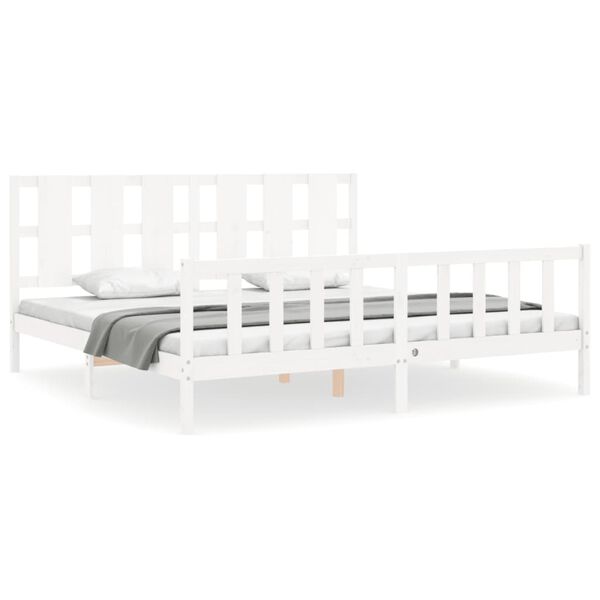 vidaXL Cadre de lit sans matelas blanc bois de pin massif