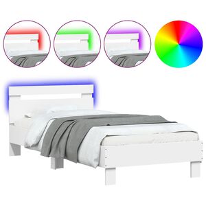 vidaXL Cadre de lit sans matelas avec lumi&egrave;res LED blanc 75x190 cm