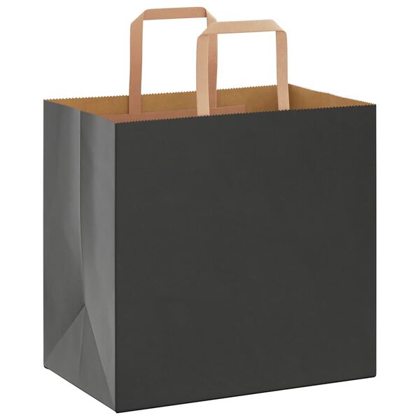 vidaXL Sacs en papier 50 pcs avec poign&eacute;es noir 26x17x25 cm