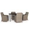 vidaXL Ensemble &agrave; manger de jardin et coussins 5 pcs Marron
