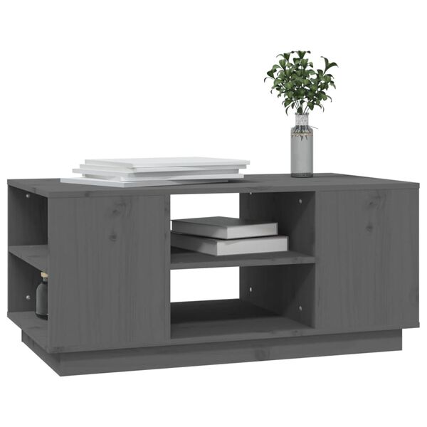 vidaXL Table basse Gris 90x49x40,5 cm Bois massif de pin