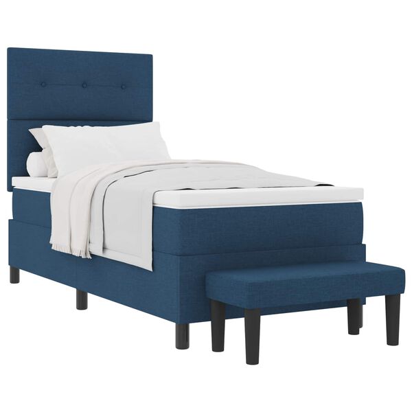 vidaXL Lit &agrave; ressorts avec matelas Bleu 100 x 200 cm tissu