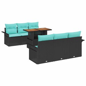 vidaXL Ensemble de canap&eacute; de jardin 7 pcs Noir Poly rotin