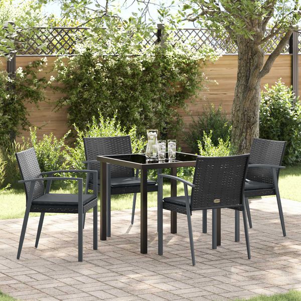 vidaXL Ensemble de salle &agrave; manger pour jardin 5 pcs Noir et gris
