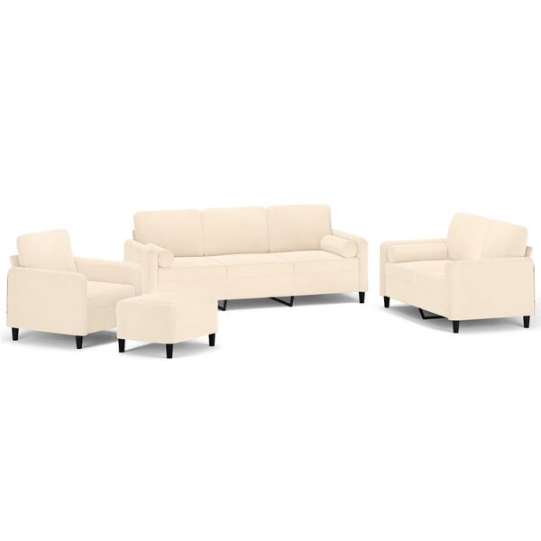vidaXL Ensemble de canap&eacute;s 4 pcs coussins d&eacute;coratifs et coussins Cr&egrave;me