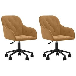 vidaXL Chaises pivotantes &agrave; manger lot de 2 Marron Velours