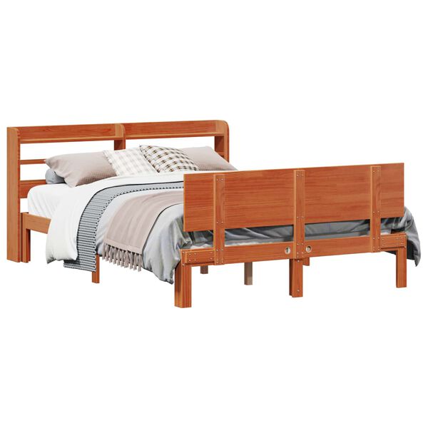 vidaXL Cadre de lit avec stockage 2 pcs Cire marron Bois de Pin Massif