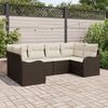 vidaXL Ensemble de canap&eacute; de jardin 6 pcs Marron et blanc Poly rotin