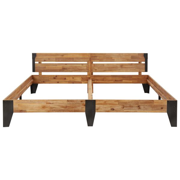 vidaXL Cadre de lit Bois d'acacia massif &agrave; finition bross&eacute;e 200x200 cm