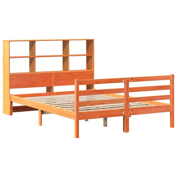 vidaXL Lit biblioth&egrave;que sans matelas cire marron 120x200cm bois massif