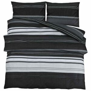 vidaXL Ensemble de housse de couette rayures noires 200x220 cm coton