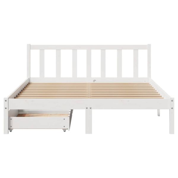 vidaXL Cadre de lit sans matelas blanc 135x190 cm bois de pin massif
