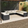 vidaXL Salon de jardin 9 pcs avec coussins Noir Résine tressée