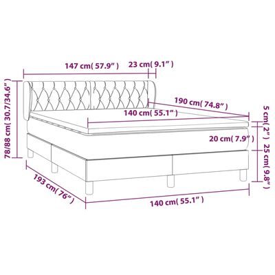 vidaXL Sommier à lattes de lit avec matelas Marron foncé 140x190 cm