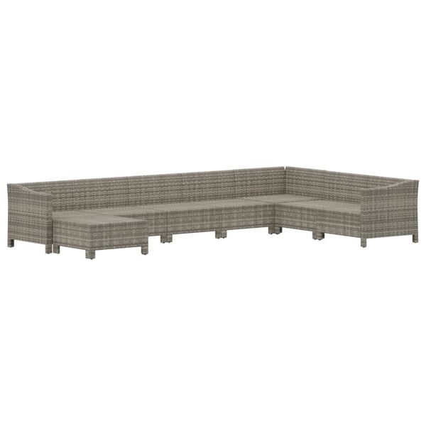 vidaXL Salon de jardin 8 pcs avec coussins Gris R&eacute;sine tress&eacute;e