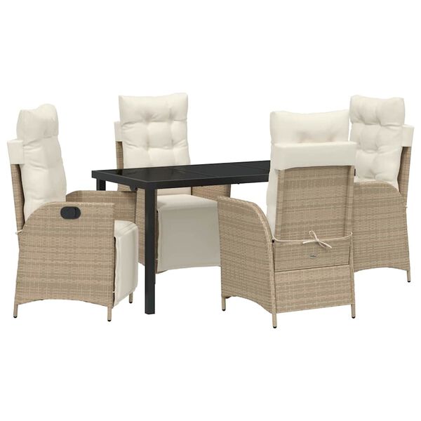 vidaXL Ensemble de salle &agrave; manger pour jardin 5 pcs Beige polyrotin