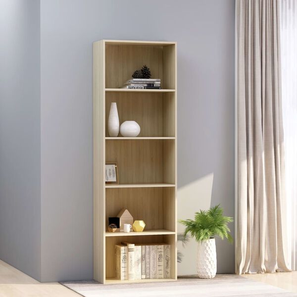 vidaXL Biblioth&egrave;que &agrave; 5 niveaux ch&ecirc;ne sonoma bois d&rsquo;ing&eacute;nierie