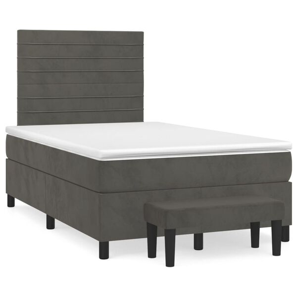 vidaXL Sommier &agrave; lattes de lit et matelas Gris fonc&eacute; 120x200cm Velours