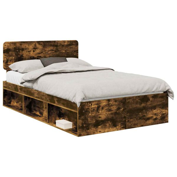 vidaXL Cadre de lit Ch&ecirc;ne fum&eacute; 120 x 190 cm Pin massif