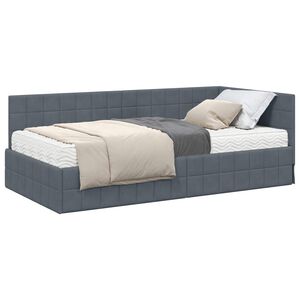 vidaXL Cadre de lit d'angle avec matelas 2 pc Gris fonc&eacute; 90 x 190 cm