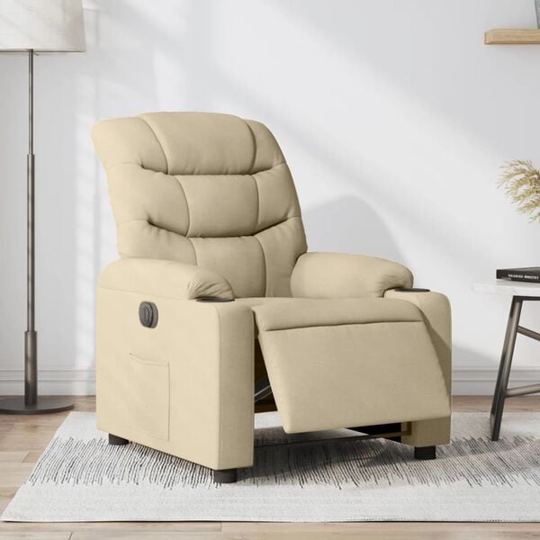 vidaXL Fauteuil inclinable électrique Crème Tissu