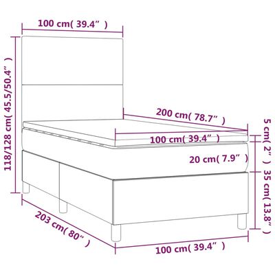 vidaXL Sommier à lattes de lit avec matelas et LED Blanc 100x200 cm