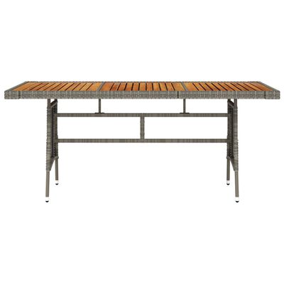 vidaXL Table de jardin Gris 160x70x72 cm Résine tressée et acacia