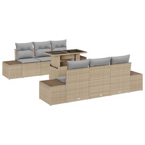 vidaXL Ensemble de canap&eacute; de jardin 7 pc Beige et Gris clair